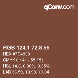 Color code: RGB 124.1 72.8 56 | qconv.com