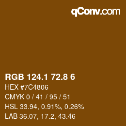 Color code: RGB 124.1 72.8 6 | qconv.com