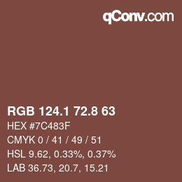 Farbcode: RGB 124.1 72.8 63 | qconv.com