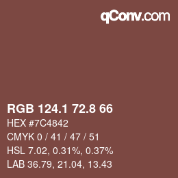 Farbcode: RGB 124.1 72.8 66 | qconv.com
