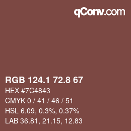 Color code: RGB 124.1 72.8 67 | qconv.com