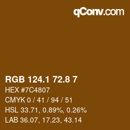 Color code: RGB 124.1 72.8 7 | qconv.com