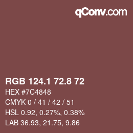 Color code: RGB 124.1 72.8 72 | qconv.com