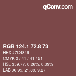 Farbcode: RGB 124.1 72.8 73 | qconv.com