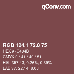 Color code: RGB 124.1 72.8 75 | qconv.com