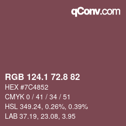 Farbcode: RGB 124.1 72.8 82 | qconv.com
