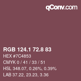 Farbcode: RGB 124.1 72.8 83 | qconv.com