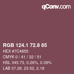 Color code: RGB 124.1 72.8 85 | qconv.com