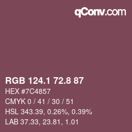 カラーコード: RGB 124.1 72.8 87 | qconv.com