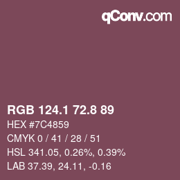 カラーコード: RGB 124.1 72.8 89 | qconv.com