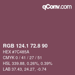 カラーコード: RGB 124.1 72.8 90 | qconv.com