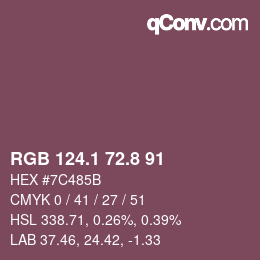 Farbcode: RGB 124.1 72.8 91 | qconv.com