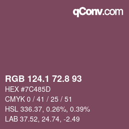 カラーコード: RGB 124.1 72.8 93 | qconv.com
