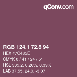 カラーコード: RGB 124.1 72.8 94 | qconv.com