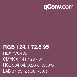 カラーコード: RGB 124.1 72.8 95 | qconv.com