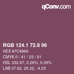 Color code: RGB 124.1 72.8 96 | qconv.com