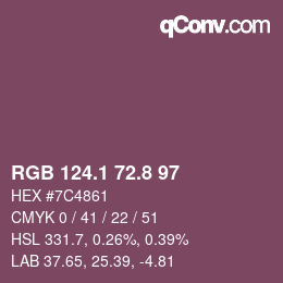 カラーコード: RGB 124.1 72.8 97 | qconv.com
