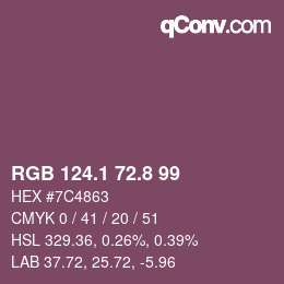 カラーコード: RGB 124.1 72.8 99 | qconv.com