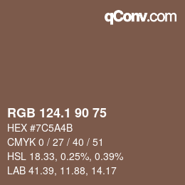 Color code: RGB 124.1 90 75 | qconv.com