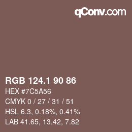 Color code: RGB 124.1 90 86 | qconv.com