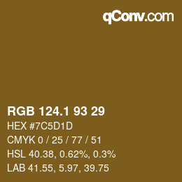 Color code: RGB 124.1 93 29 | qconv.com