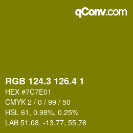 カラーコード: RGB 124.3 126.4 1 | qconv.com
