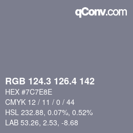 カラーコード: RGB 124.3 126.4 142 | qconv.com