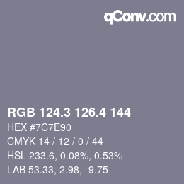 カラーコード: RGB 124.3 126.4 144 | qconv.com
