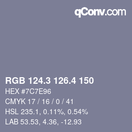 カラーコード: RGB 124.3 126.4 150 | qconv.com