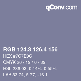 カラーコード: RGB 124.3 126.4 156 | qconv.com
