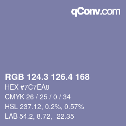 カラーコード: RGB 124.3 126.4 168 | qconv.com