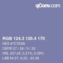 カラーコード: RGB 124.3 126.4 170 | qconv.com