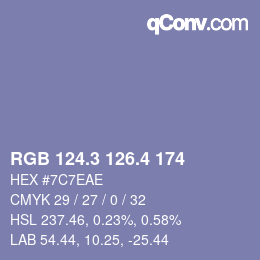カラーコード: RGB 124.3 126.4 174 | qconv.com