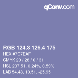 カラーコード: RGB 124.3 126.4 175 | qconv.com