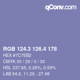 カラーコード: RGB 124.3 126.4 178 | qconv.com