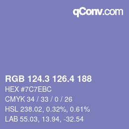 カラーコード: RGB 124.3 126.4 188 | qconv.com
