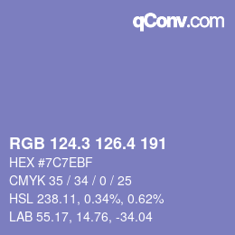 カラーコード: RGB 124.3 126.4 191 | qconv.com