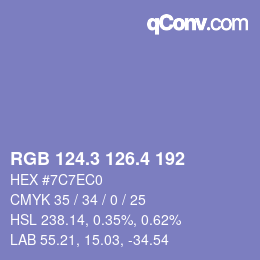 カラーコード: RGB 124.3 126.4 192 | qconv.com