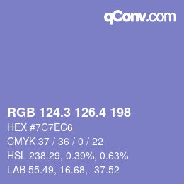 カラーコード: RGB 124.3 126.4 198 | qconv.com