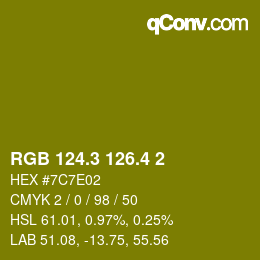 カラーコード: RGB 124.3 126.4 2 | qconv.com