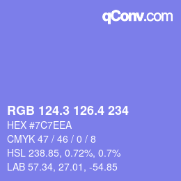 カラーコード: RGB 124.3 126.4 234 | qconv.com