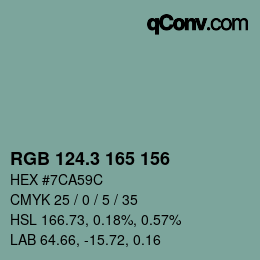 カラーコード: RGB 124.3 165 156 | qconv.com