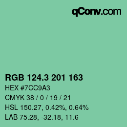 カラーコード: RGB 124.3 201 163 | qconv.com