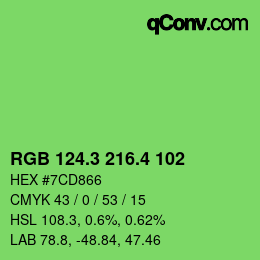 カラーコード: RGB 124.3 216.4 102 | qconv.com