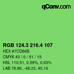 カラーコード: RGB 124.3 216.4 107 | qconv.com