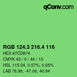 カラーコード: RGB 124.3 216.4 116 | qconv.com