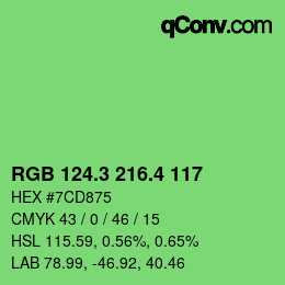 カラーコード: RGB 124.3 216.4 117 | qconv.com