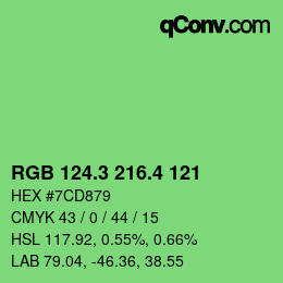カラーコード: RGB 124.3 216.4 121 | qconv.com