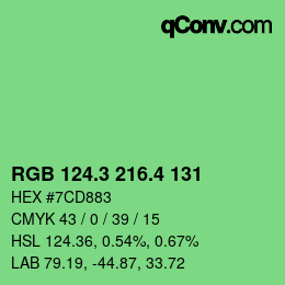 カラーコード: RGB 124.3 216.4 131 | qconv.com