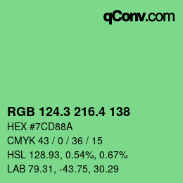 カラーコード: RGB 124.3 216.4 138 | qconv.com